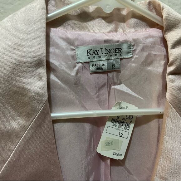 NWT Kay Unger New York Ivory Satin Blazer sz 12 Silk blend Bling Buttons - Picture 3 of 11